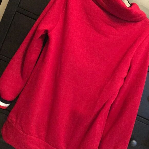 Red Cowl Neck Sweatshirt Tunic - Size Medium - Picture 8 of 8